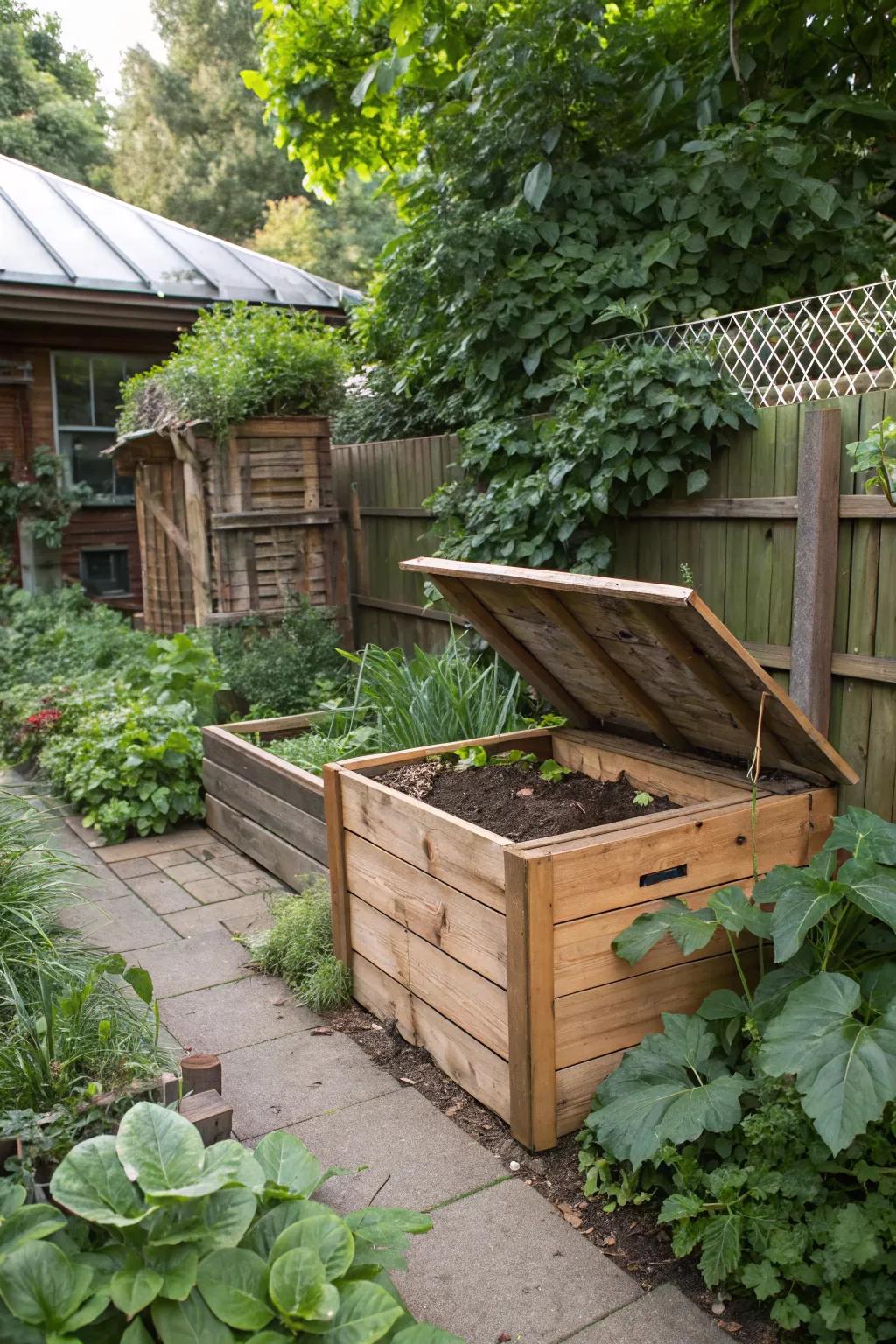 Go green with a sustainable composting station.