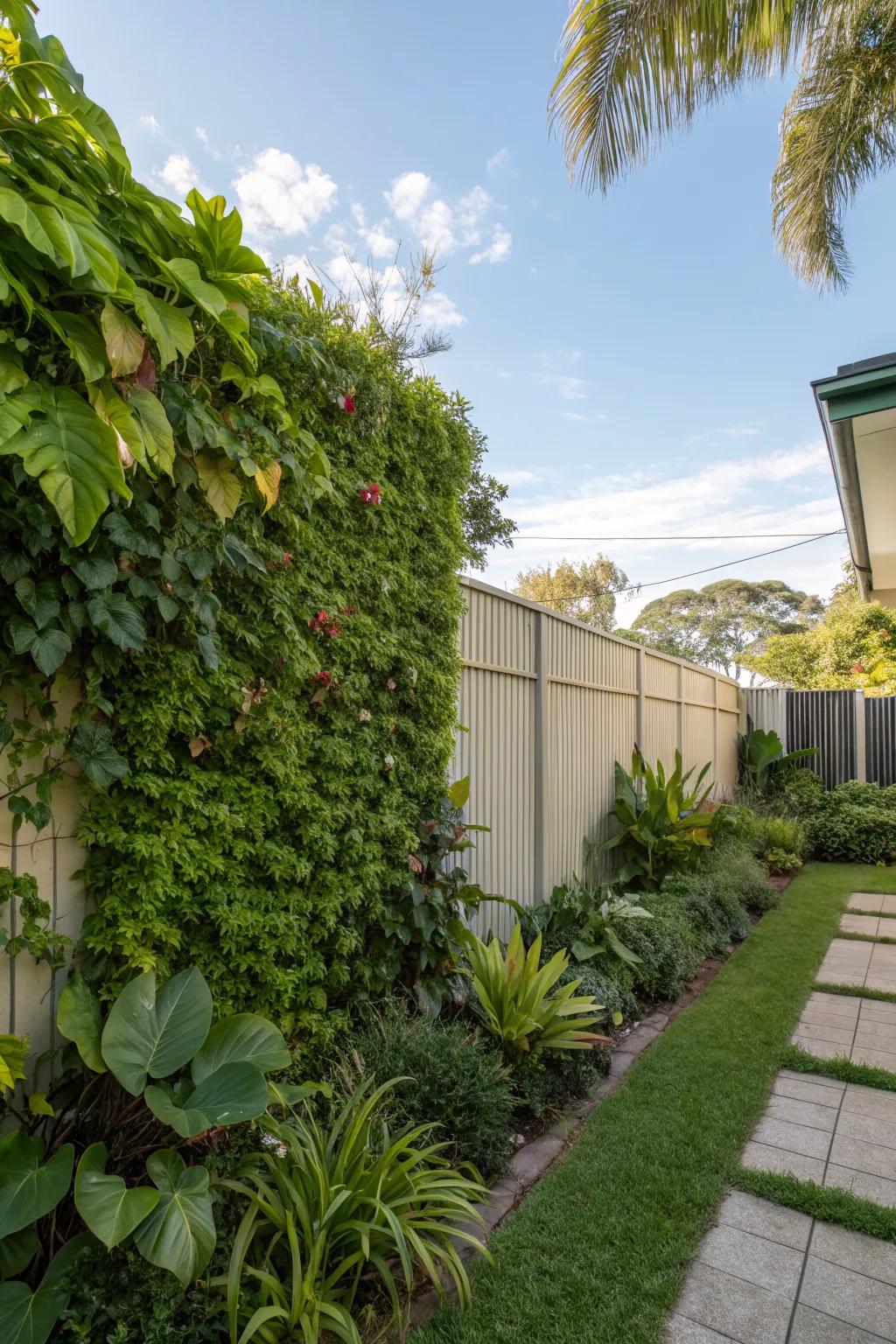 A green wall adds vibrant life and privacy to your backyard.