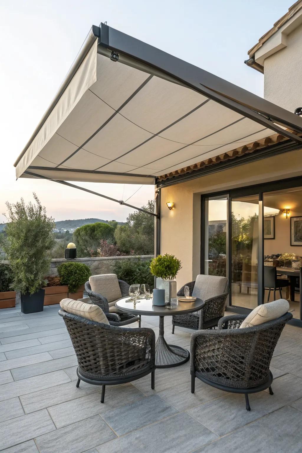 Convertible awnings offer flexible sun and shade solutions.