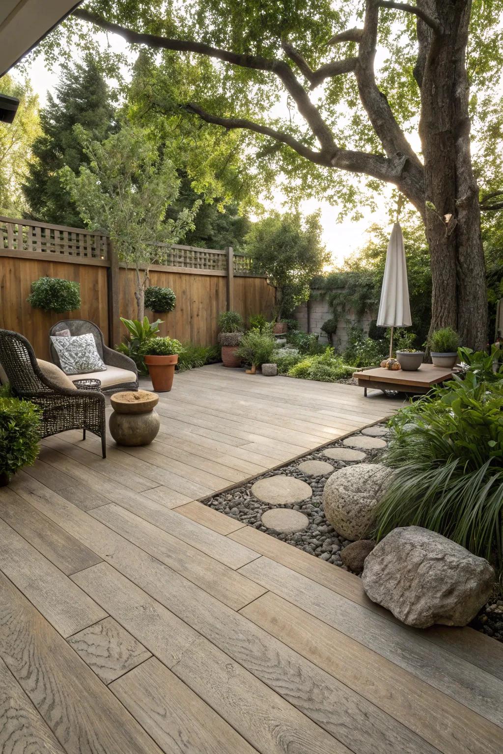 Wood-look porcelain combines natural beauty with low maintenance.
