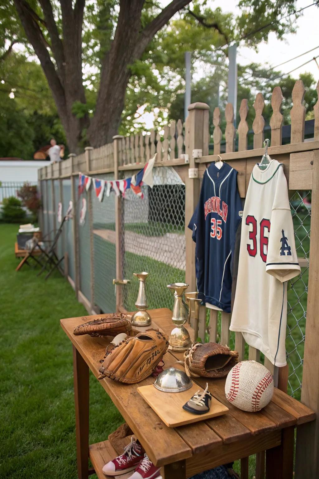Vintage sports decor adds a nostalgic touch