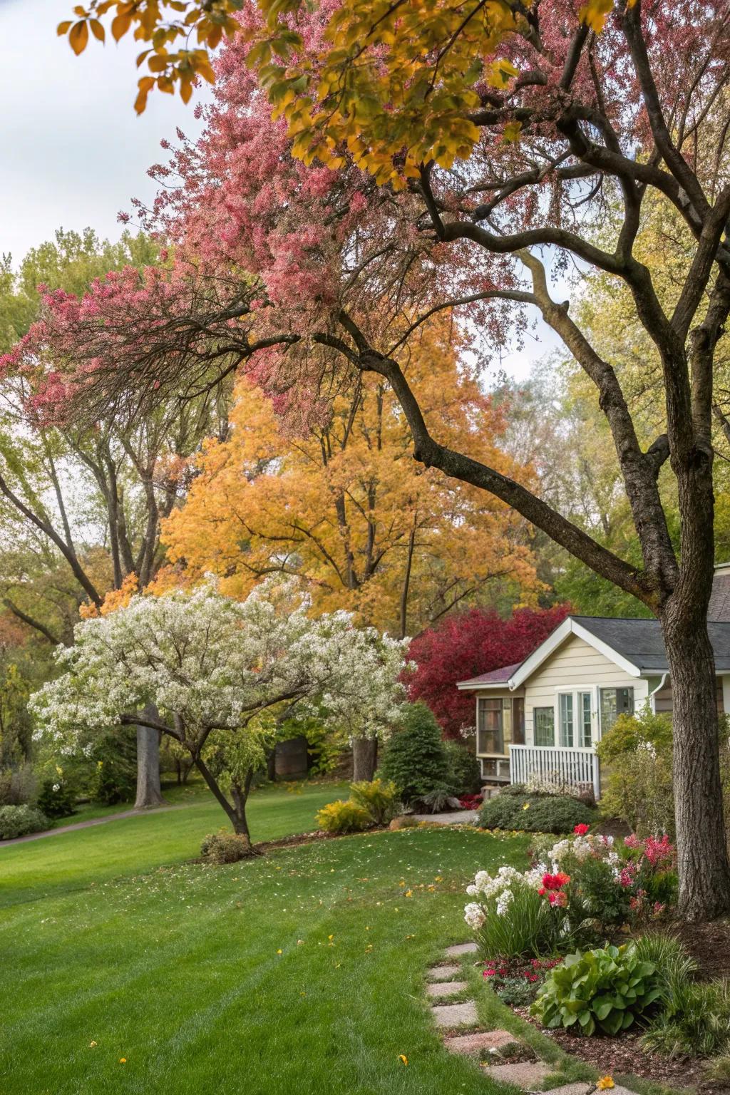Trees with seasonal interest offer year-round beauty.