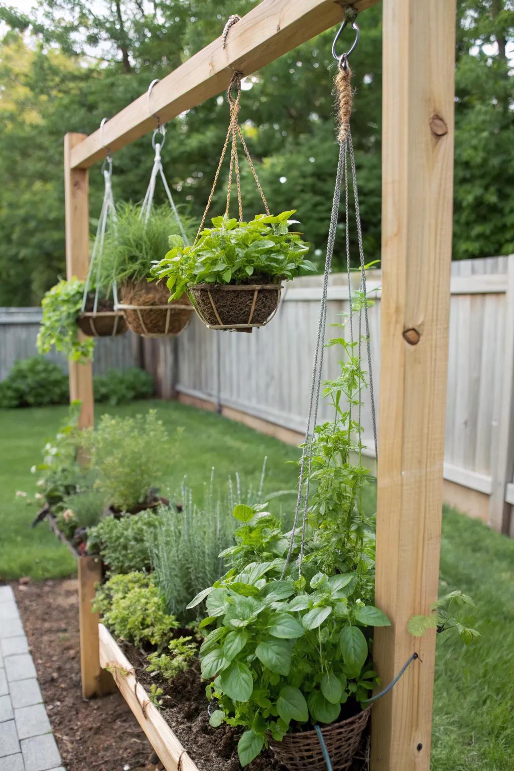 Grow fresh ingredients with a hanging herb garden.
