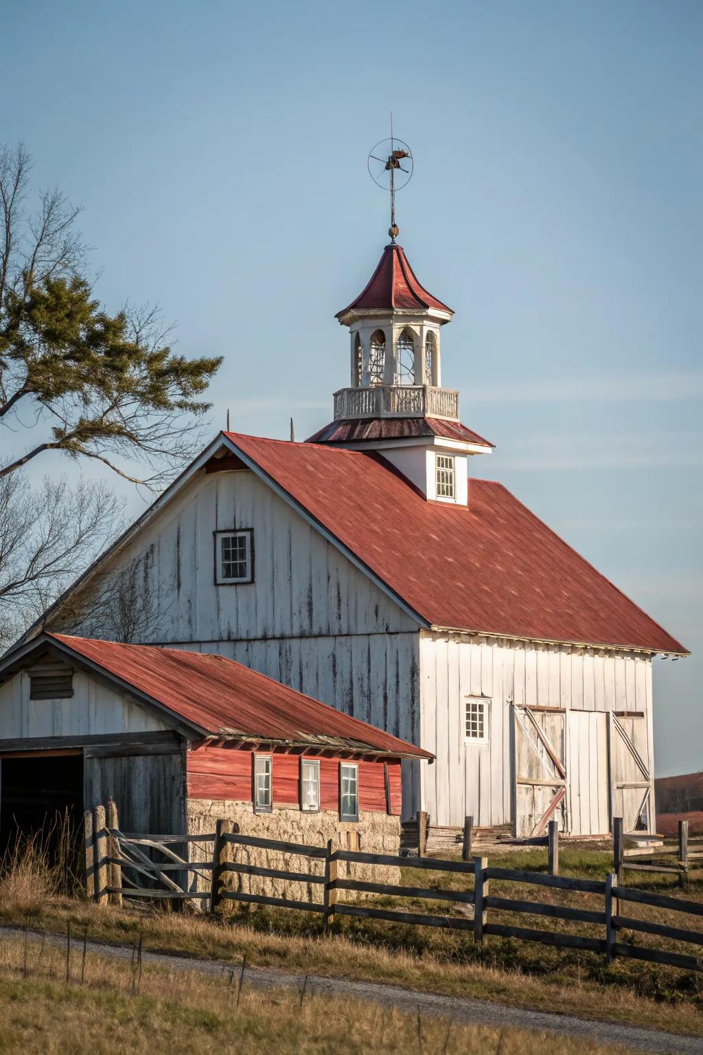 A barn with a unique cupola adding charm and character.