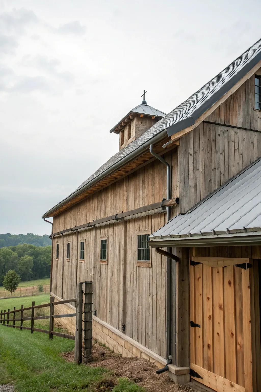 Hidden gutters offer functionality with a minimalist appearance.
