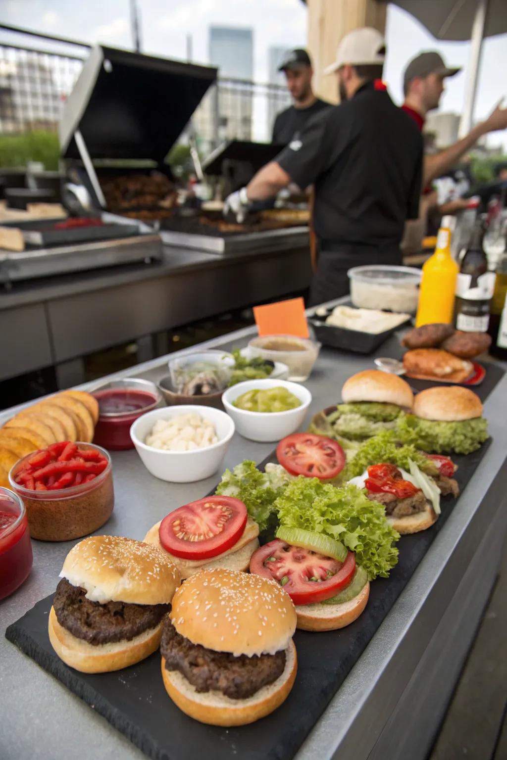 Interactive food stations engage guests and add fun to the meal.