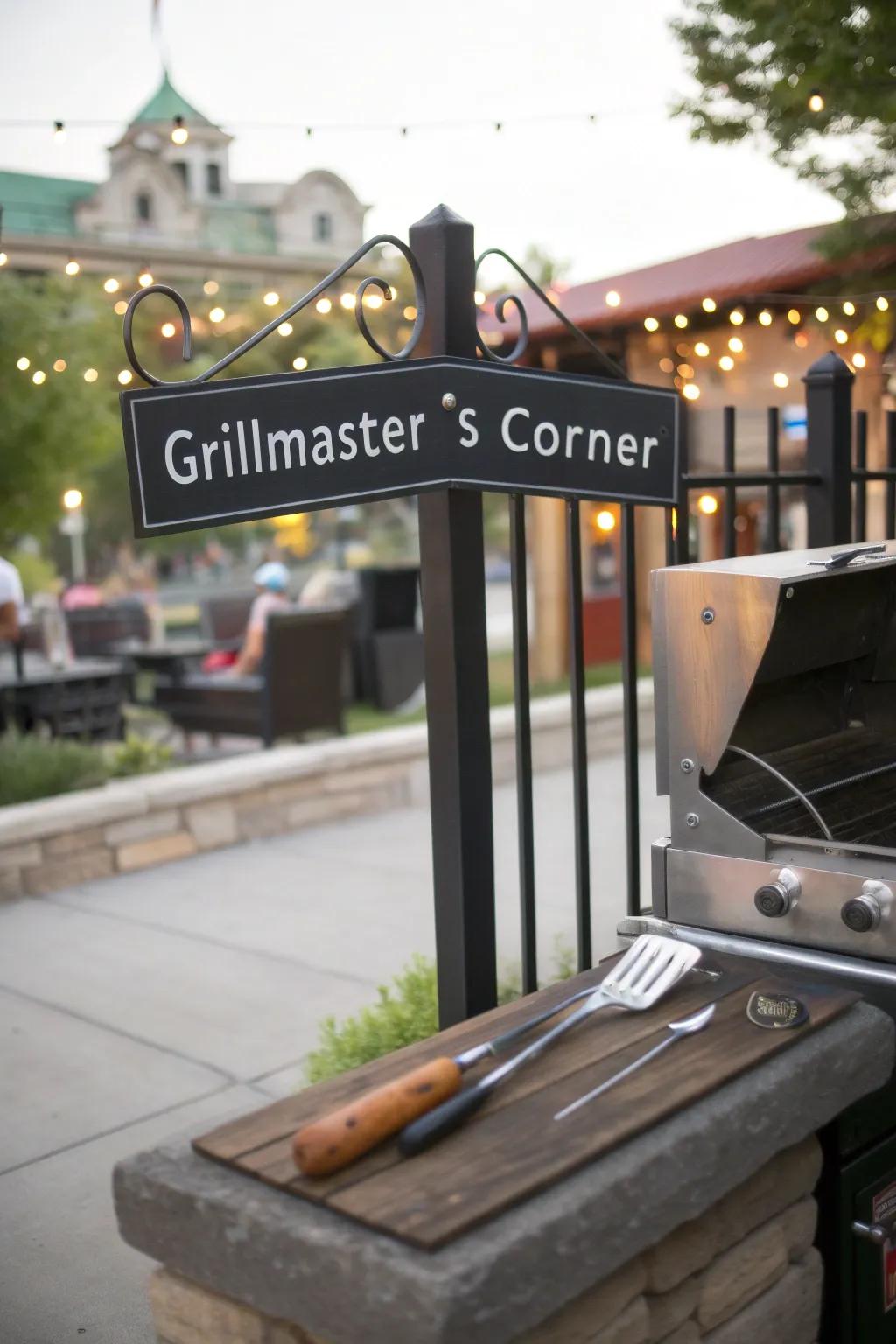 Celebrate the grill expert with a dedicated corner sign.