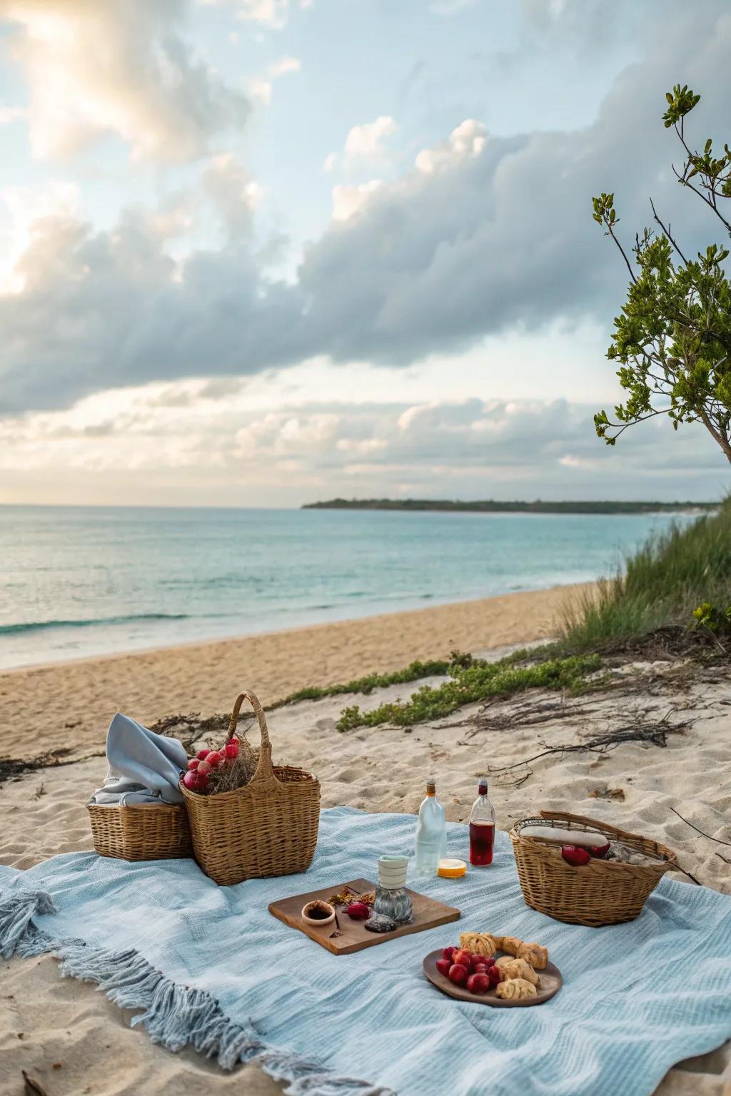 An ocean view sets a stunning natural backdrop for your picnic.