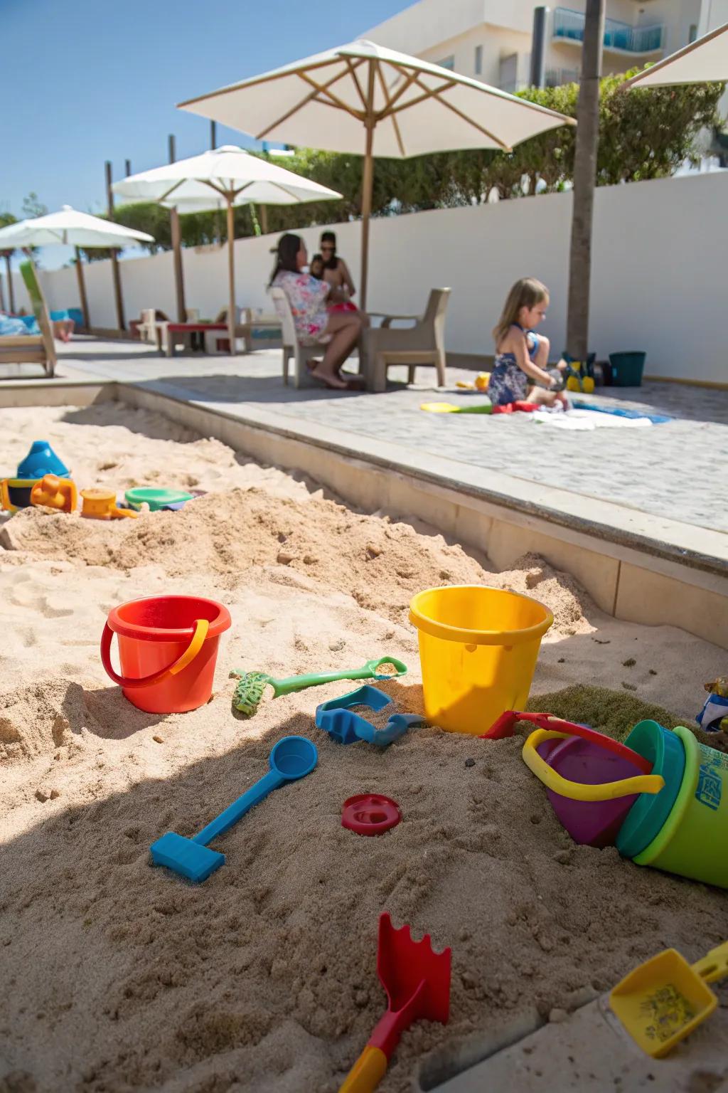 Sand areas bring the beach to your backyard for endless fun.