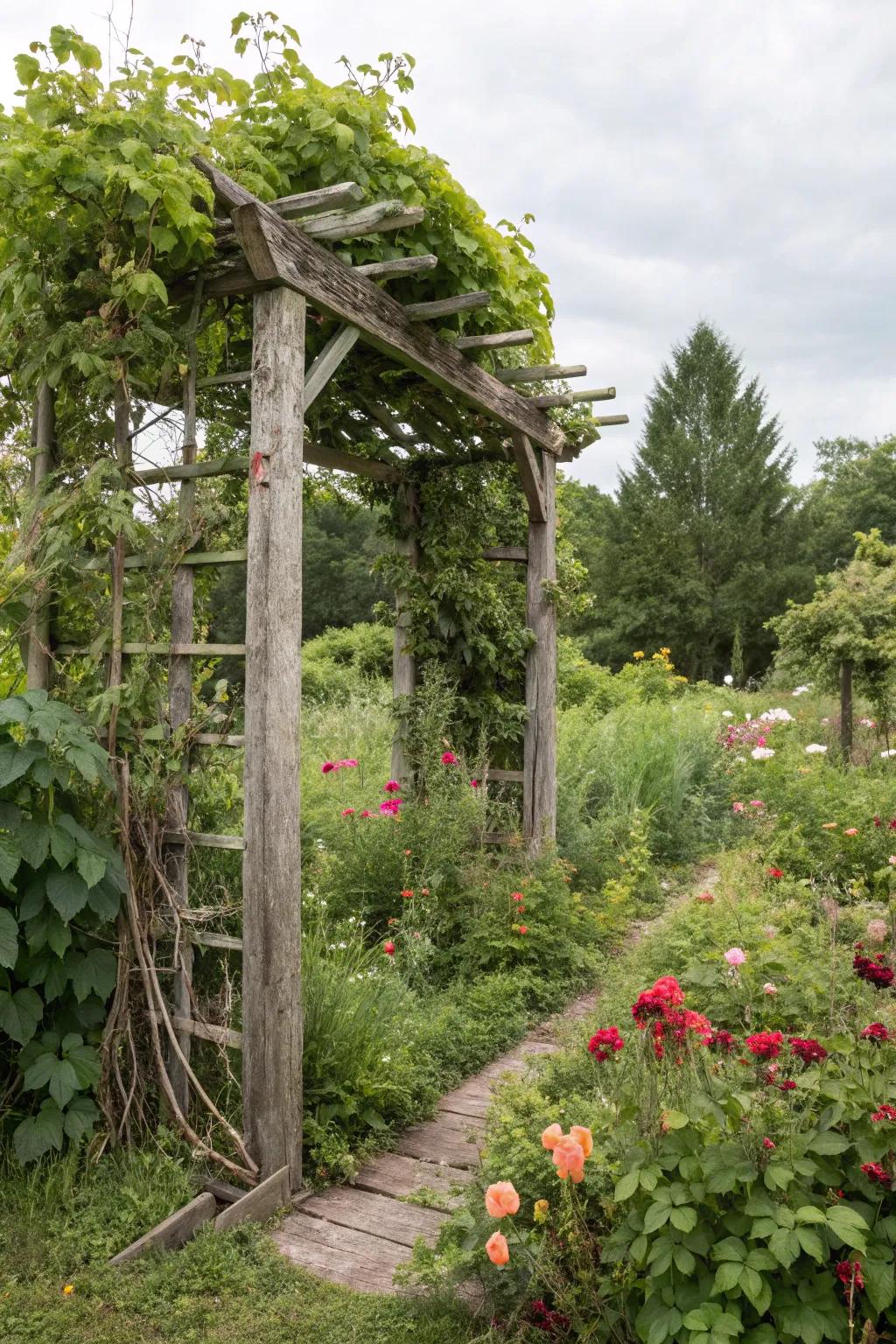 A trellis adds height and supports climbing plants