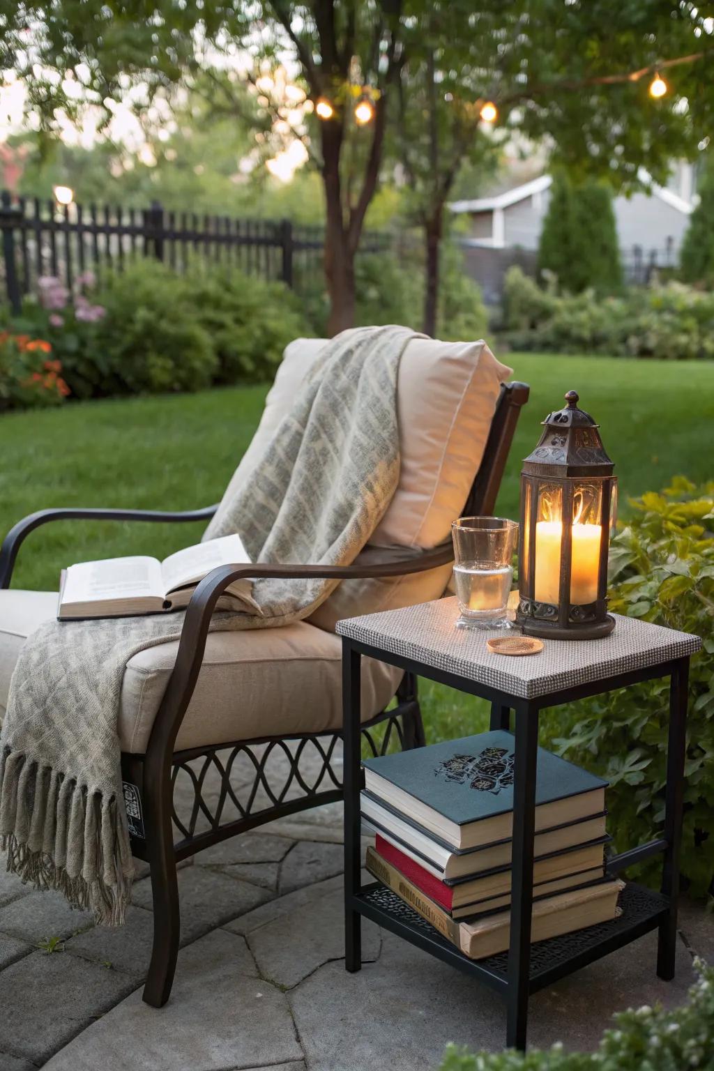 A reading nook offers a peaceful escape for book lovers.