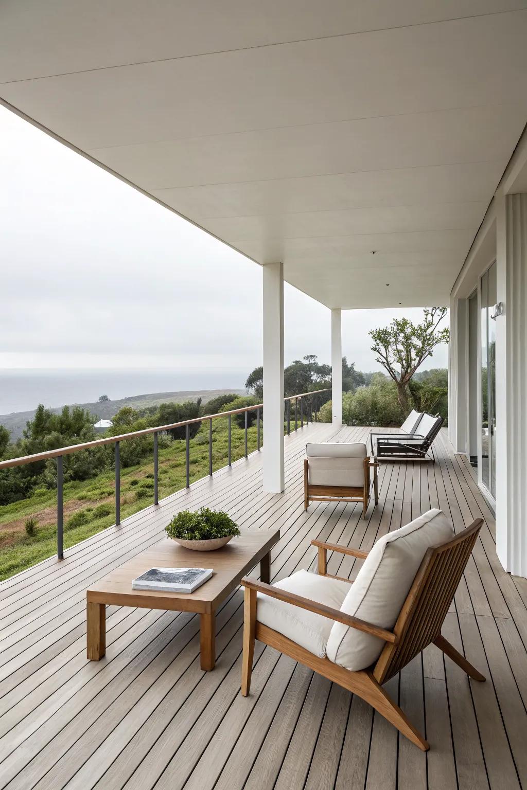 A minimalist deck design featuring clean lines and simplicity.