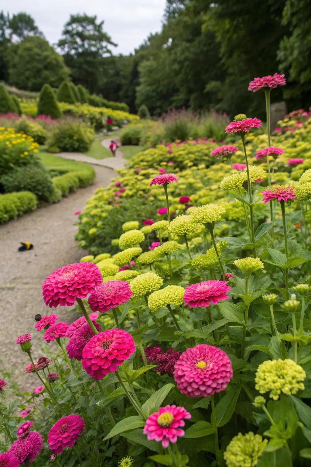 Playful and daring with pink and lime green.