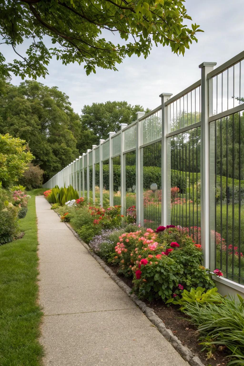 Mirrored fences reflect beauty and expand space.