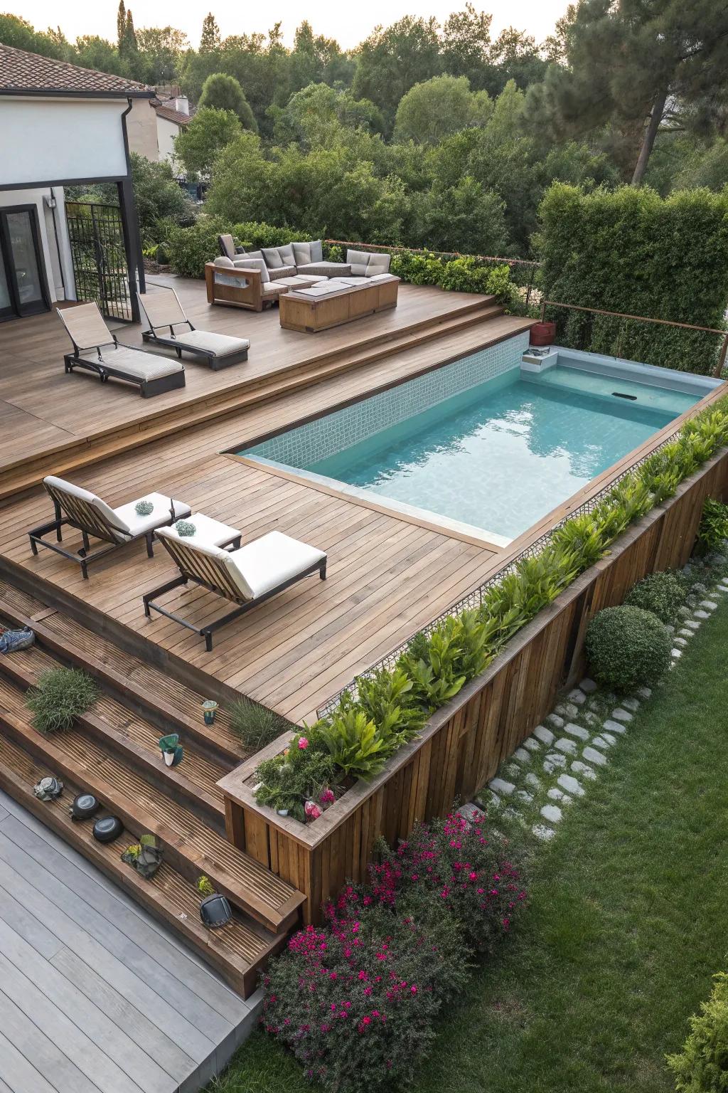 Create visual interest with multi-level platforms.