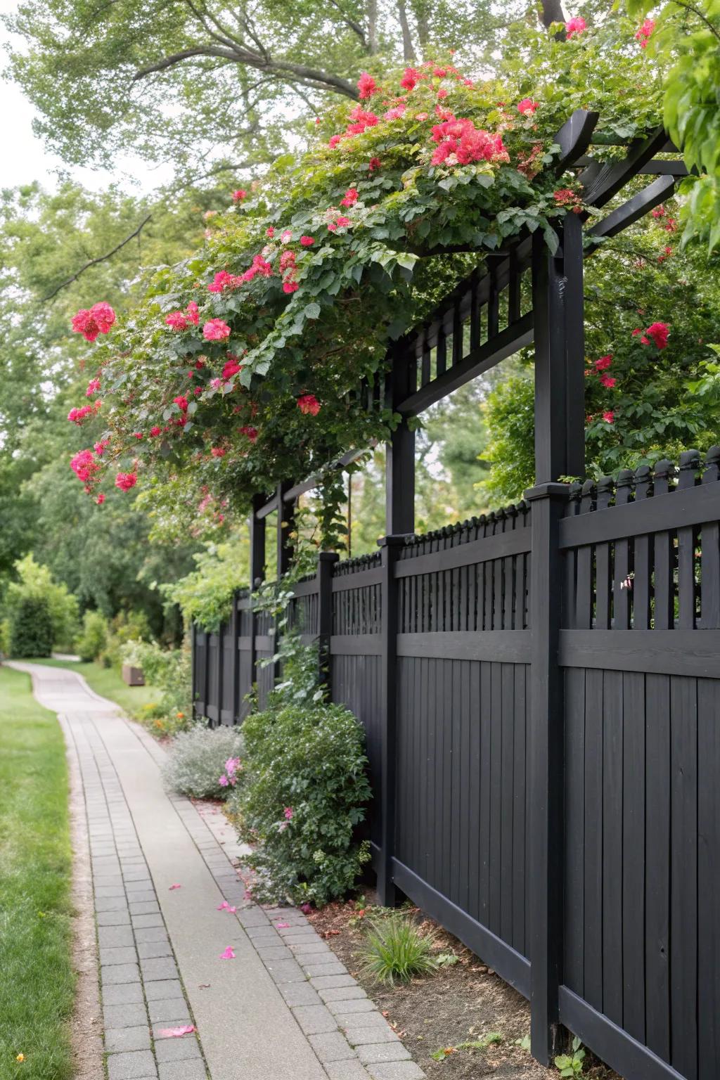 Arbors and trellises add height and support climbing plants.