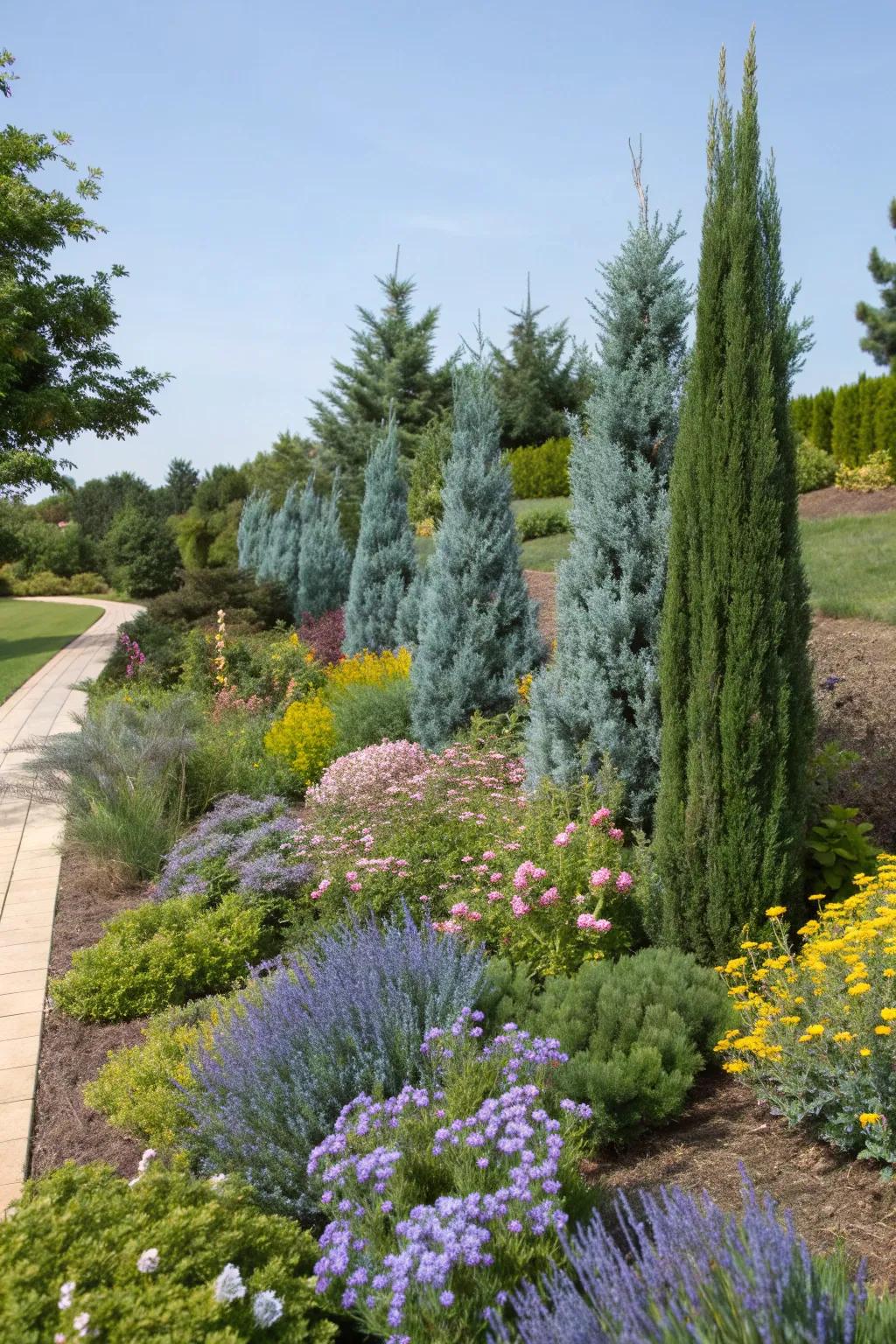 Mix it up with Blue Point Junipers in your borders.