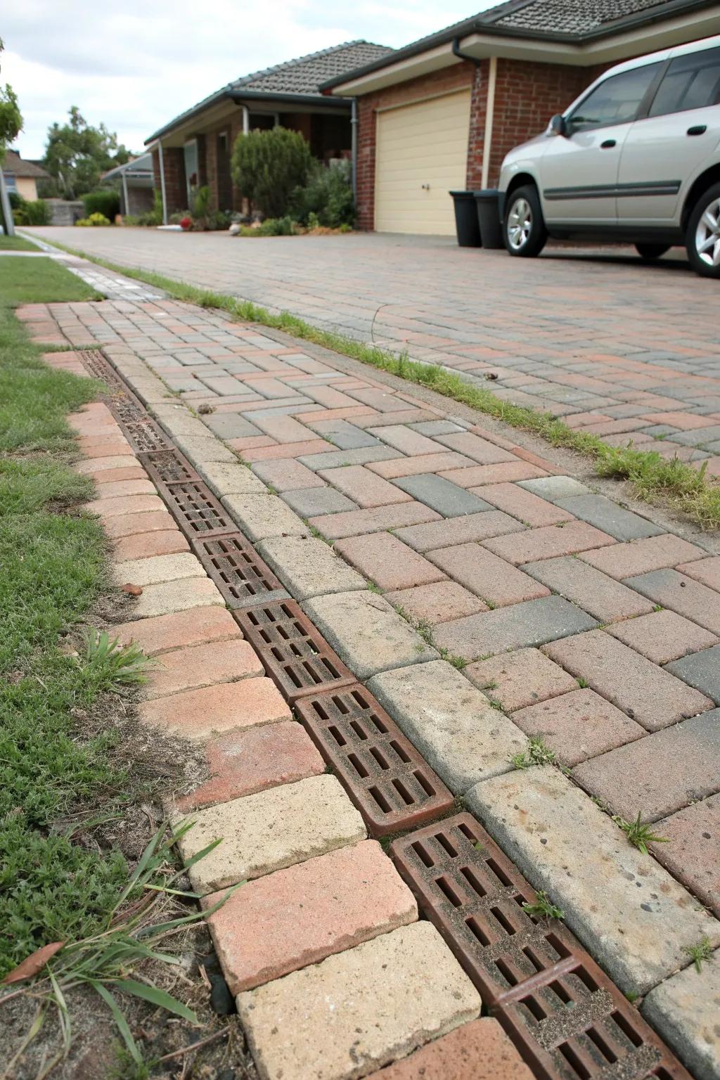 Permeable pavers providing an eco-friendly driveway solution.