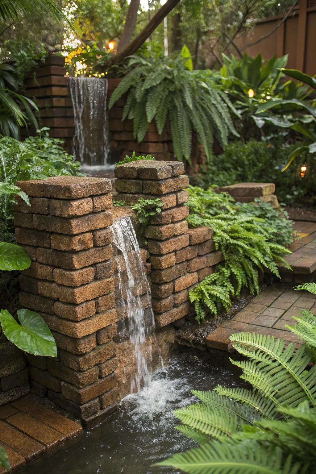 Enhance nature's beauty with water plants around your waterfall.