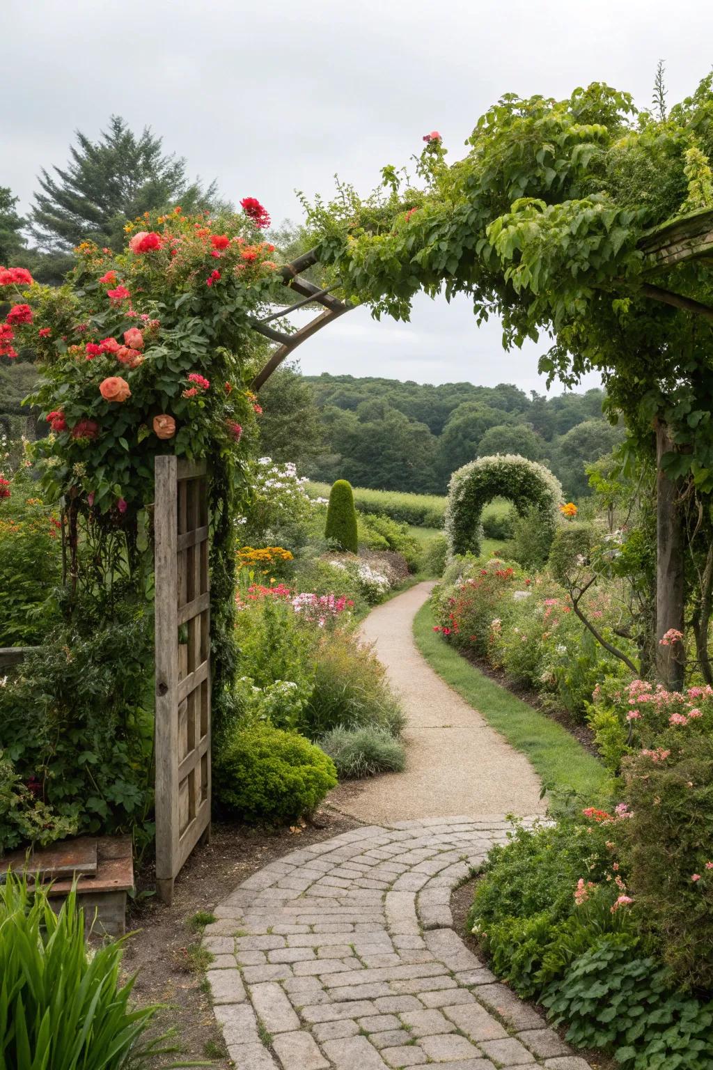 An inviting garden entryway welcoming visitors with natural beauty.