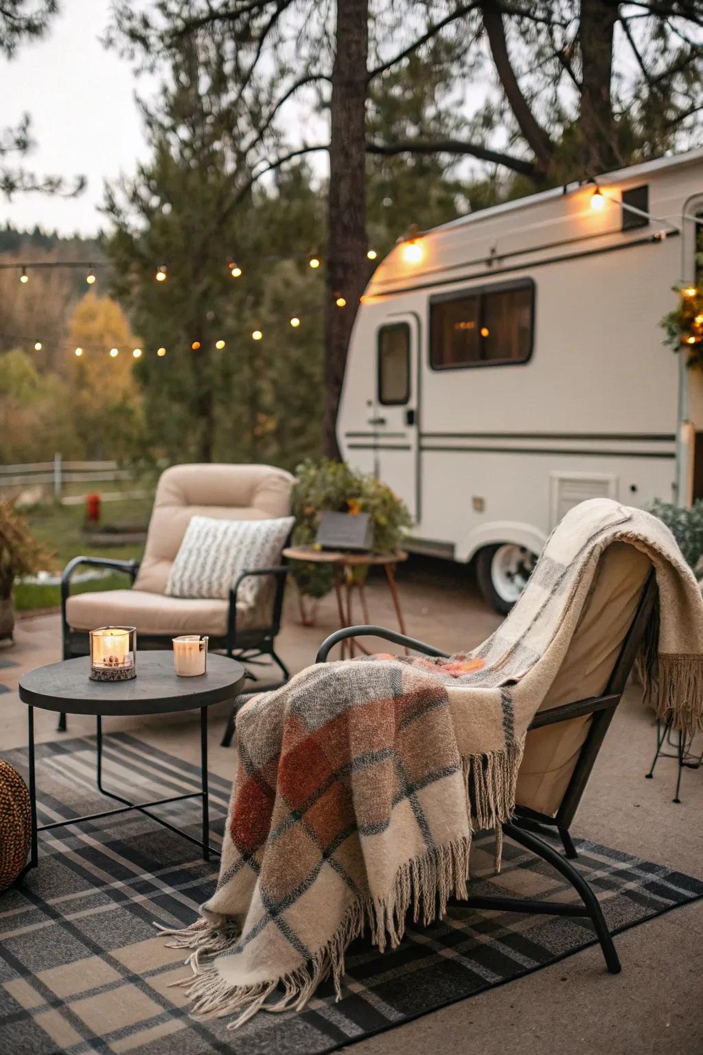 Add cozy warmth with plush throw blankets.