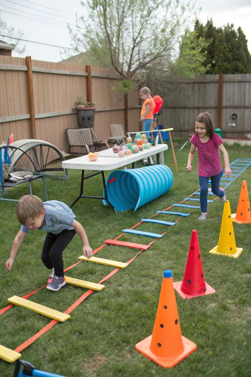 An obstacle course adds a fun physical challenge to your backyard camping.