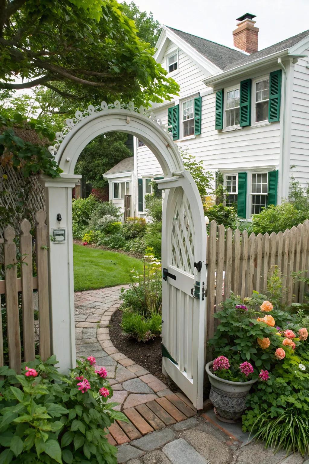 A charming garden gate that adds a whimsical touch to any entrance.