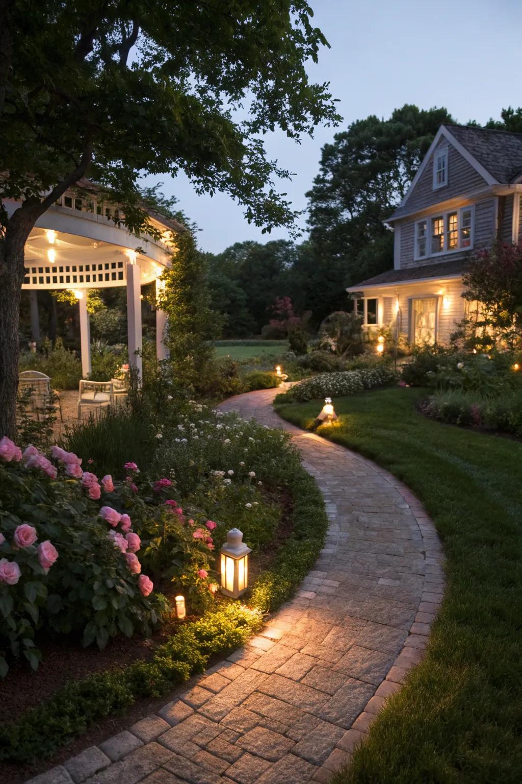 Integrated lighting brings evening charm to your garden.