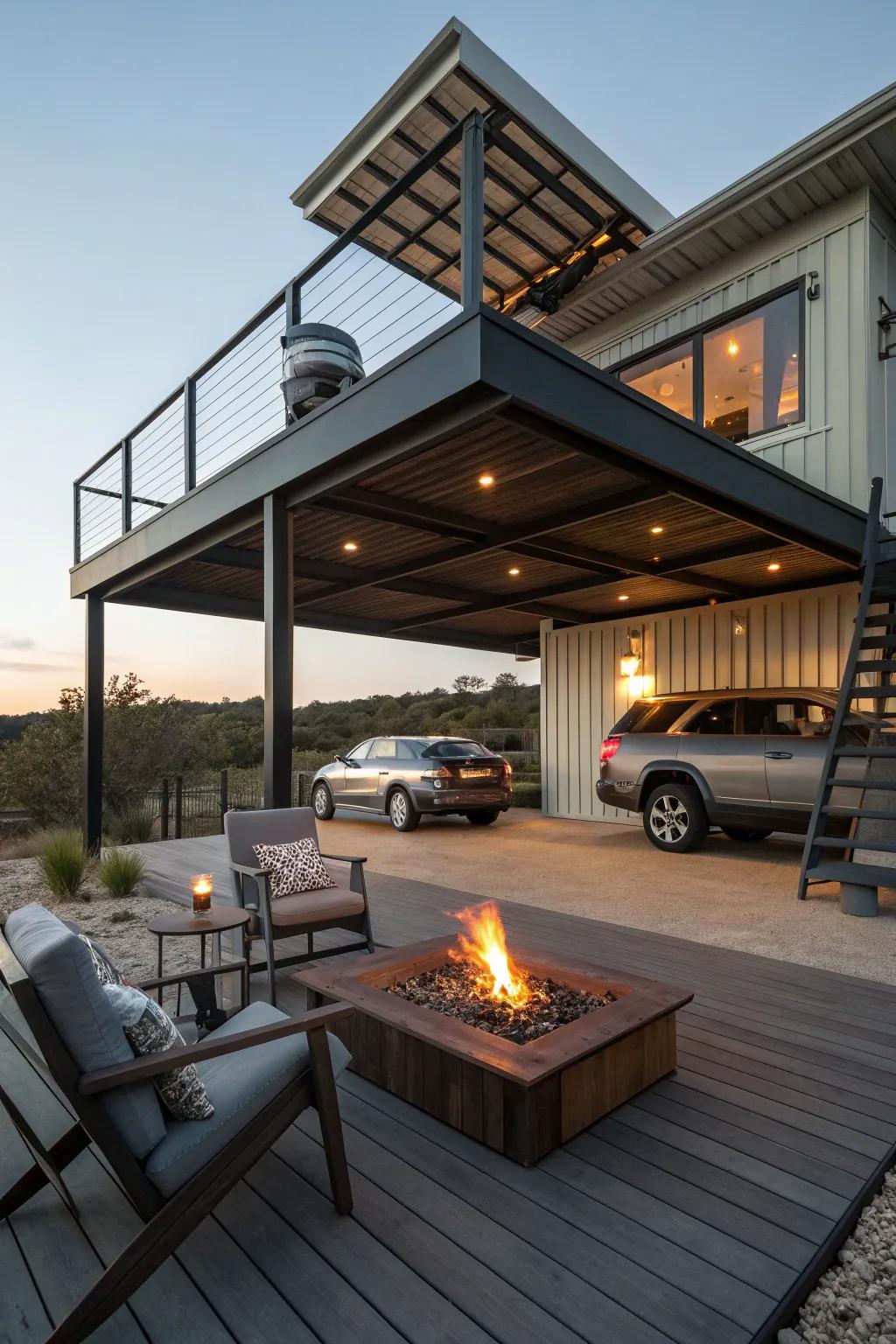 Enjoy cozy evenings on your deck with a fire pit.