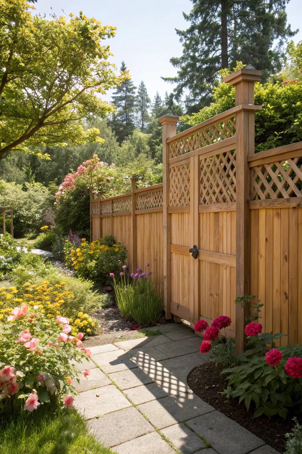 Lattice tops add charm and light to cedar fences.