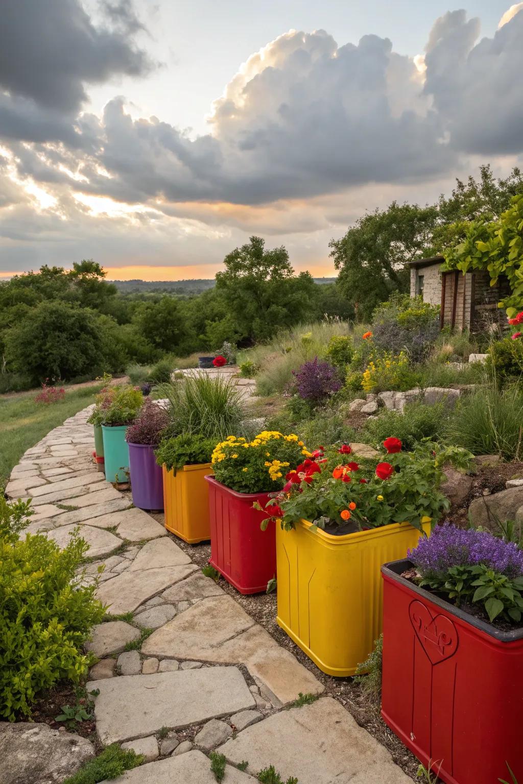Container gardening offers flexibility and style.
