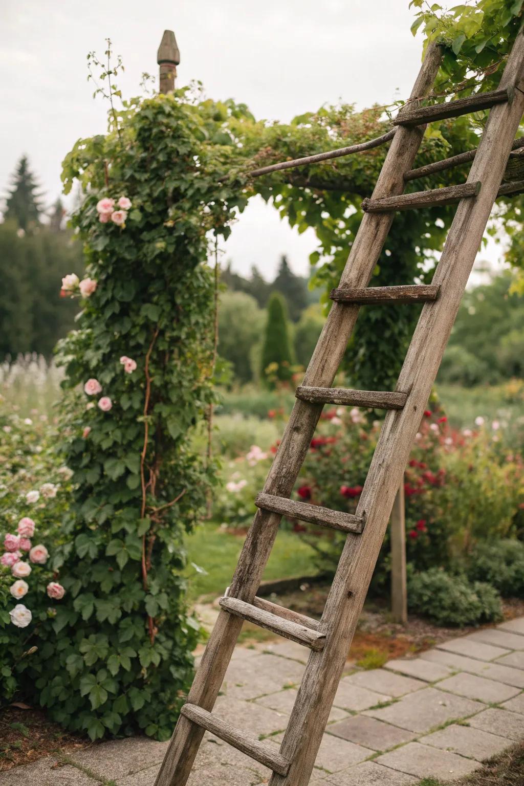 Repurposed trellises add height and charm to any garden.