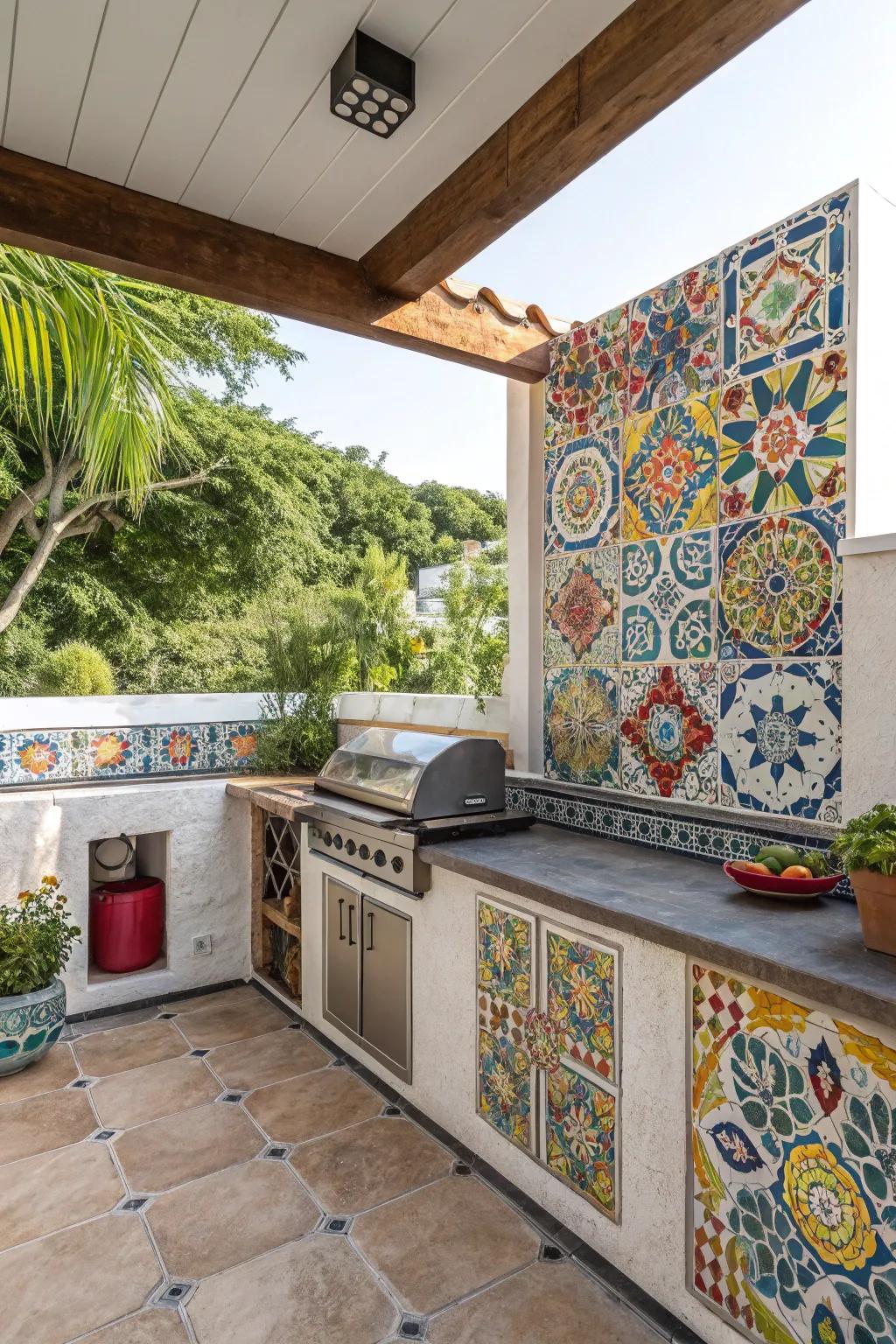 A tile backsplash adds color and easy maintenance.
