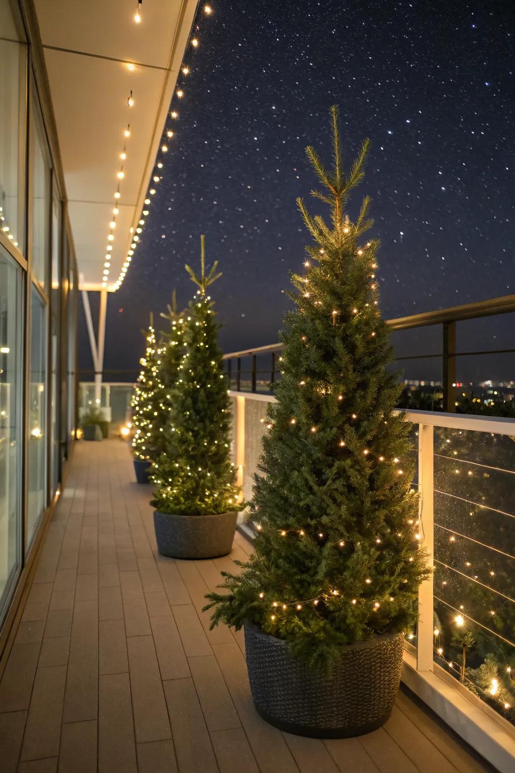 Bring festive cheer with mini Christmas trees.
