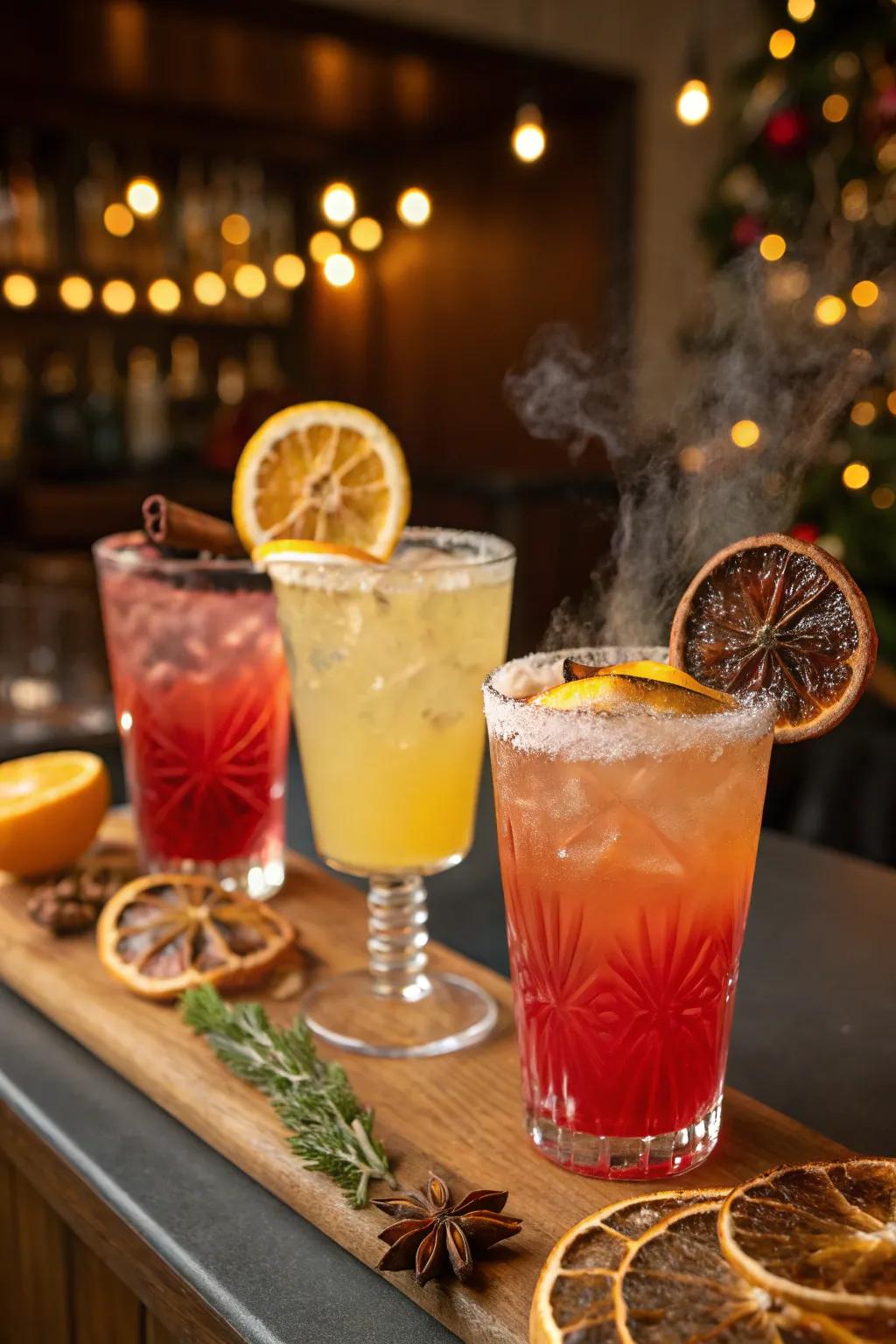 Add a smoky twist to holiday cocktails with grilled fruit.