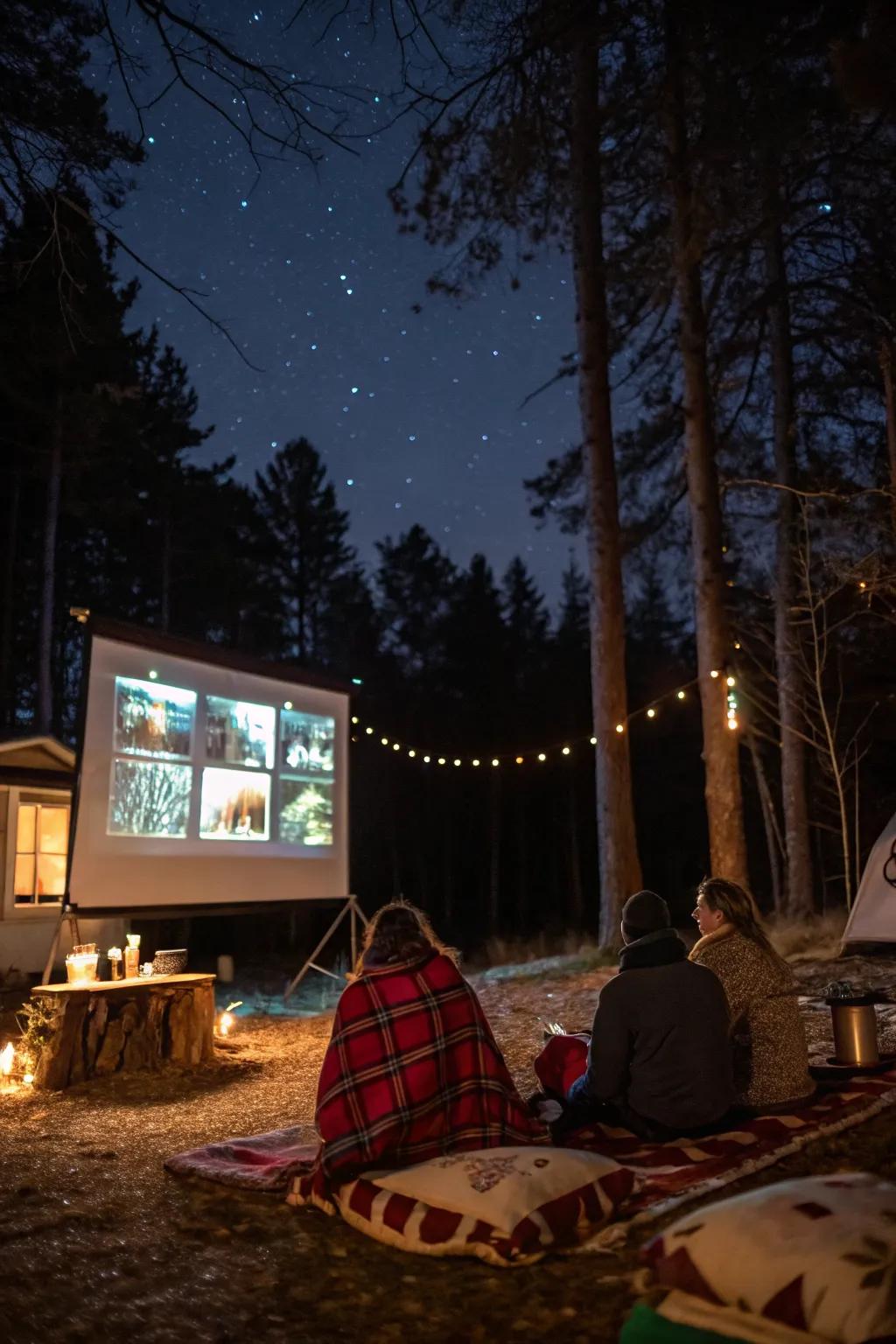 A movie marathon under the stars brings holiday magic to your campsite.