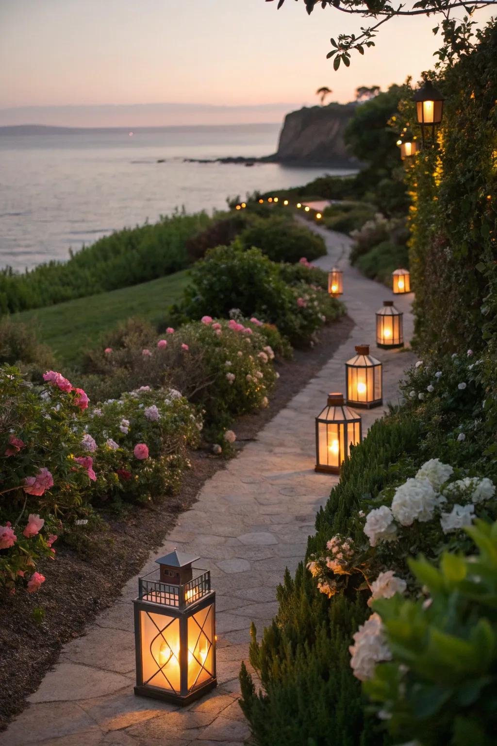Coastal lanterns create a warm ambiance in your garden.