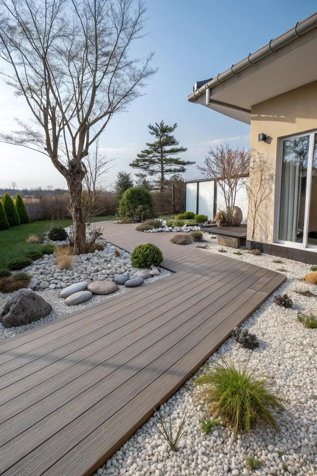 Find peace with a Zen garden deck.