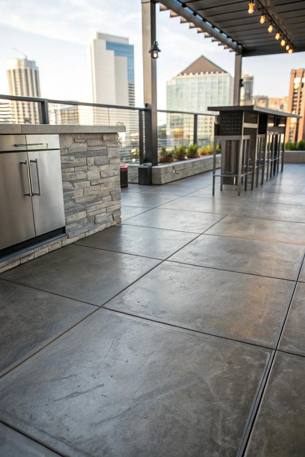 An industrial chic patio with a metallic finish.