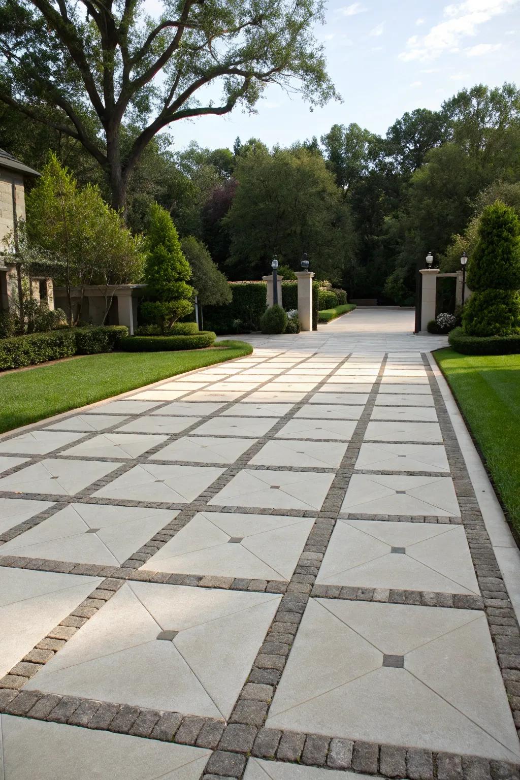 Grand driveways with large format pavers.