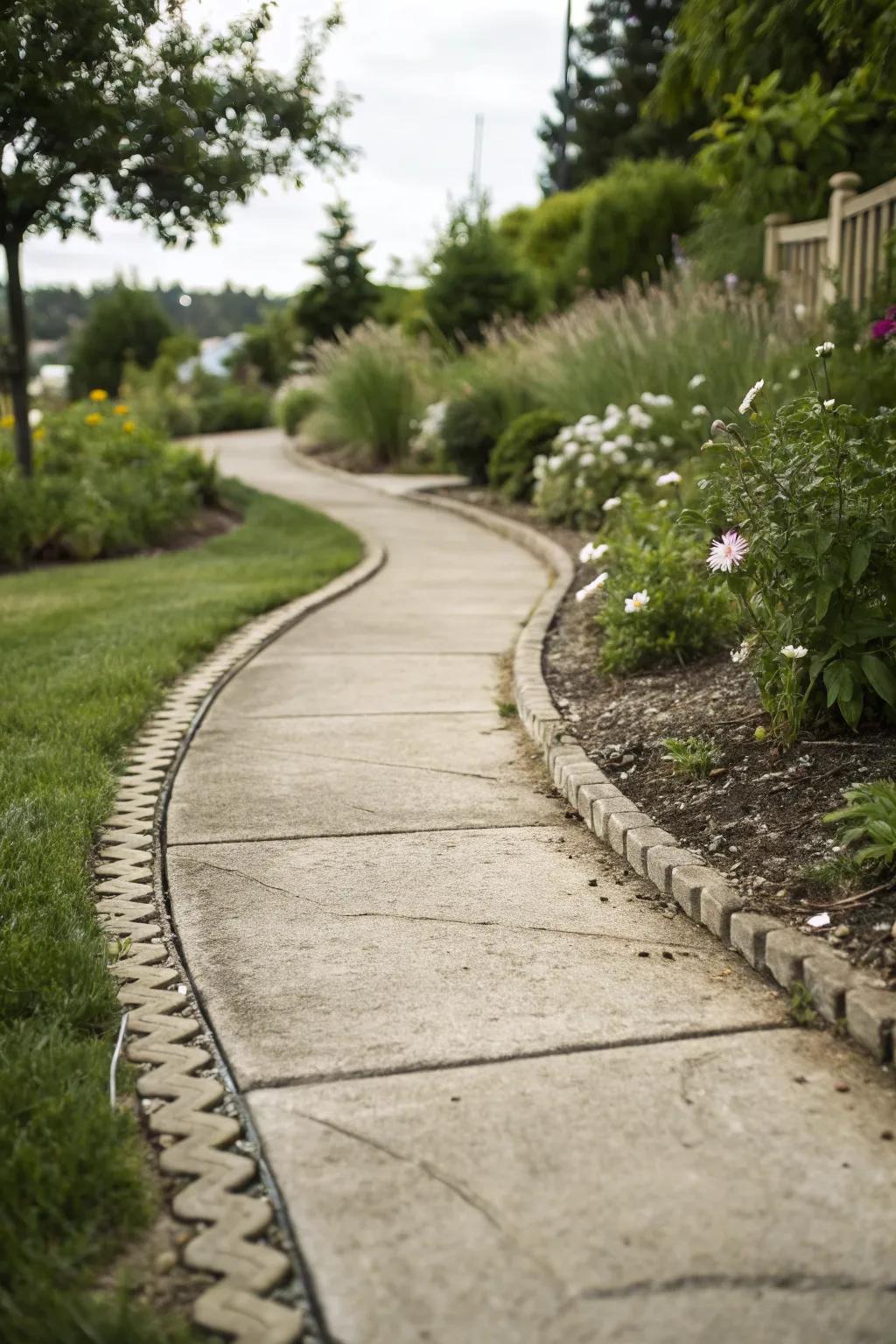 Add depth to your garden with textured concrete edging.