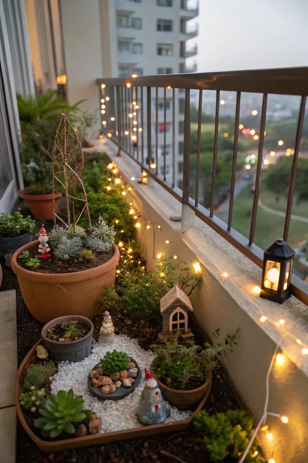 Whimsical fairy garden in a small space
