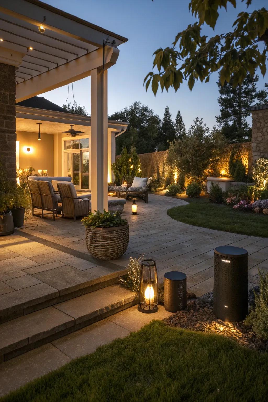 A tech-enhanced patio with smart features for modern living.
