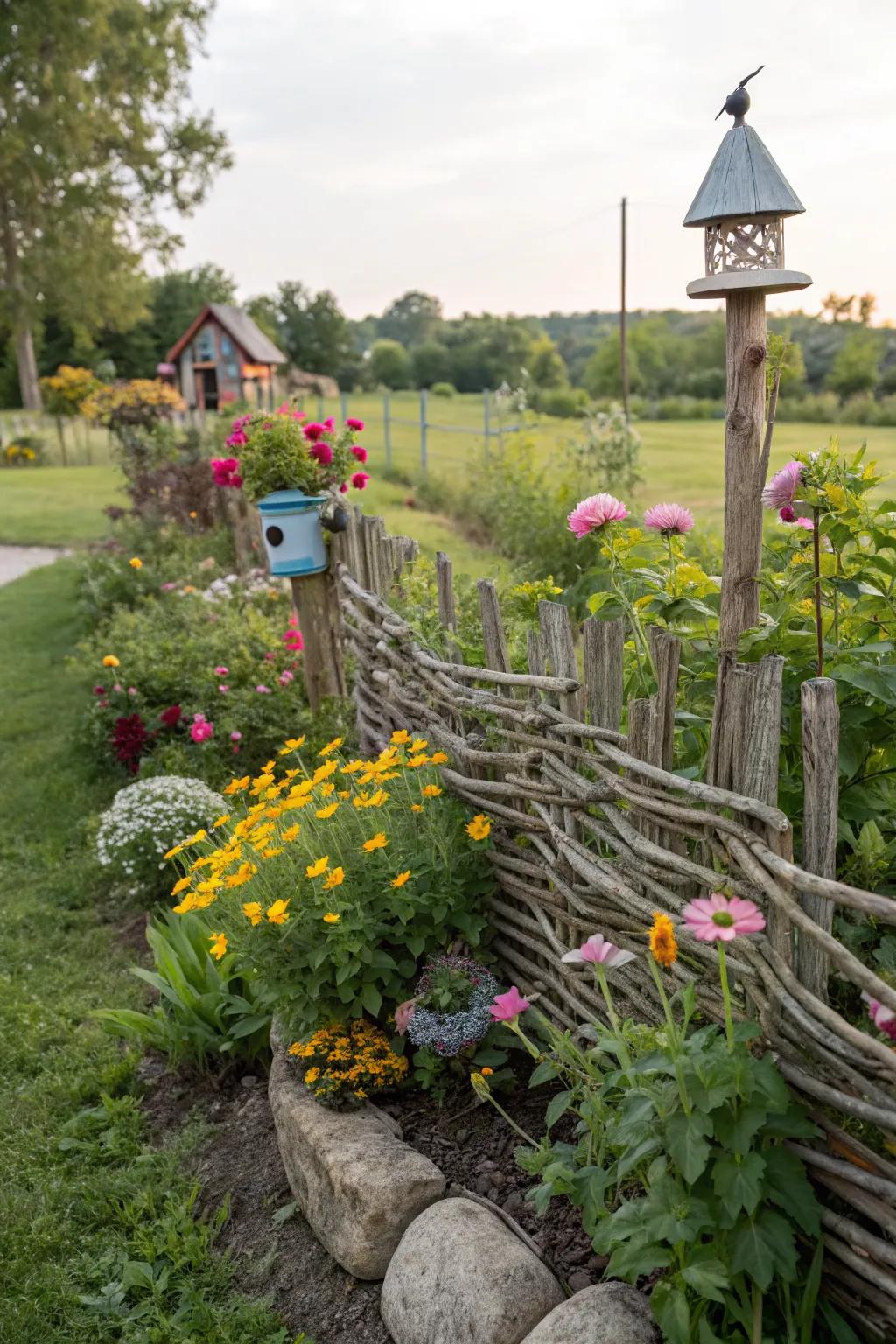 Wattle fences add a whimsical, storybook charm.