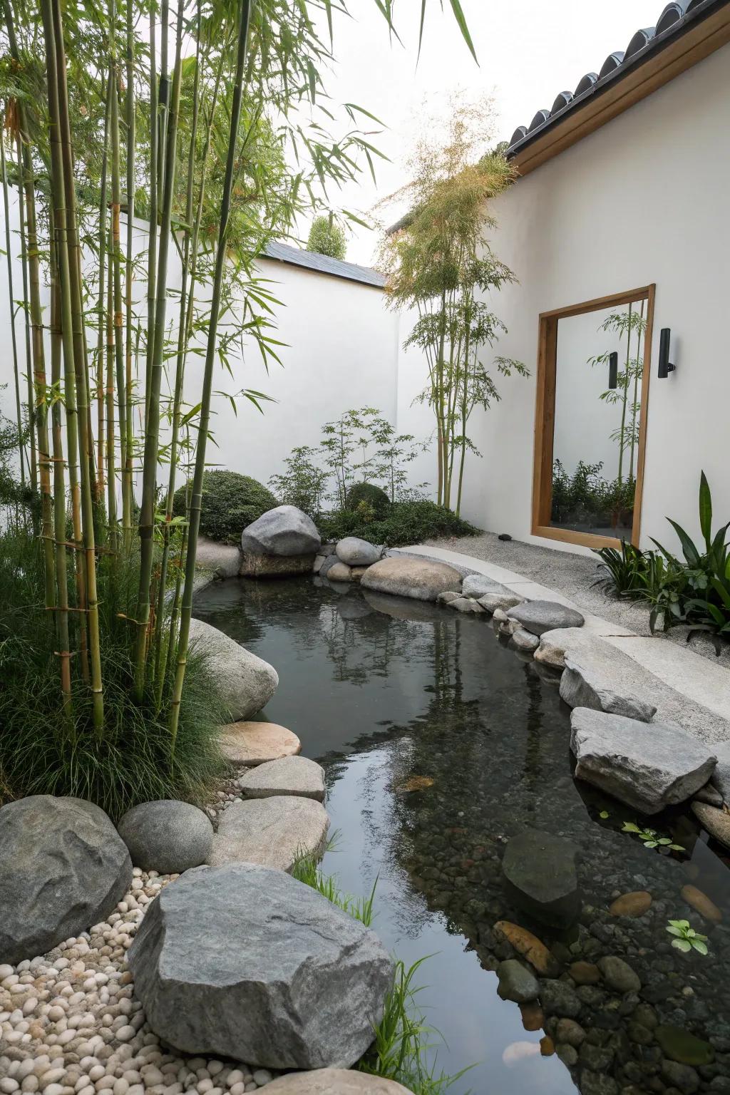 A Zen pond brings peace and tranquility to your space.
