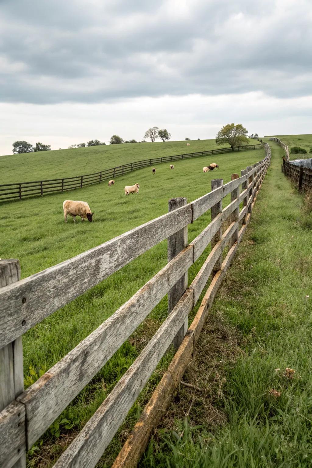 A classic farm fence is a timeless addition to rural properties.