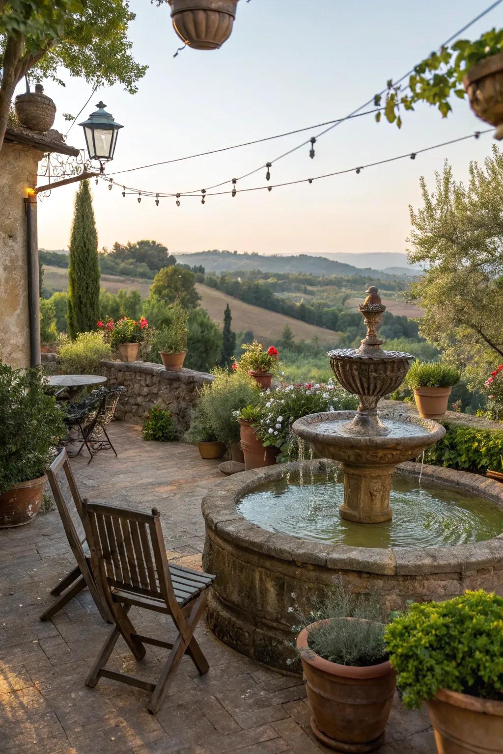 A water feature providing a serene ambiance.