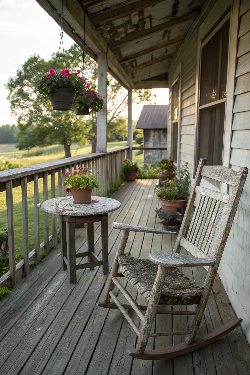 Weathered finishes add instant character and warmth.