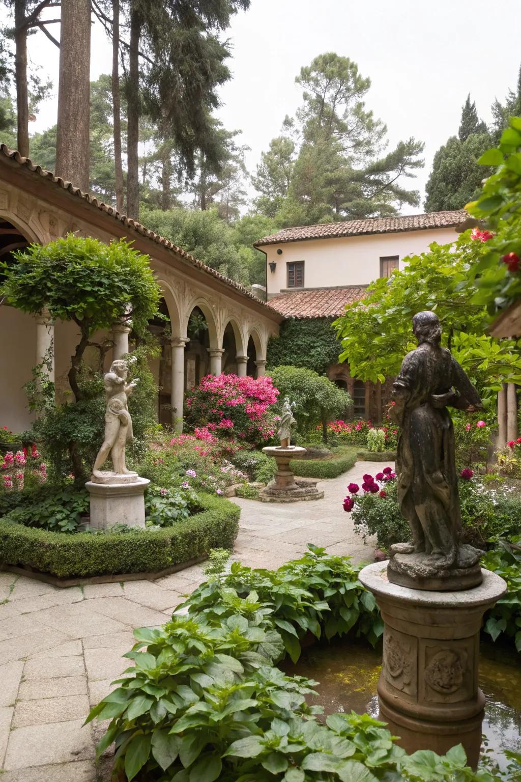 Sculptures add a touch of art and creativity to your courtyard.