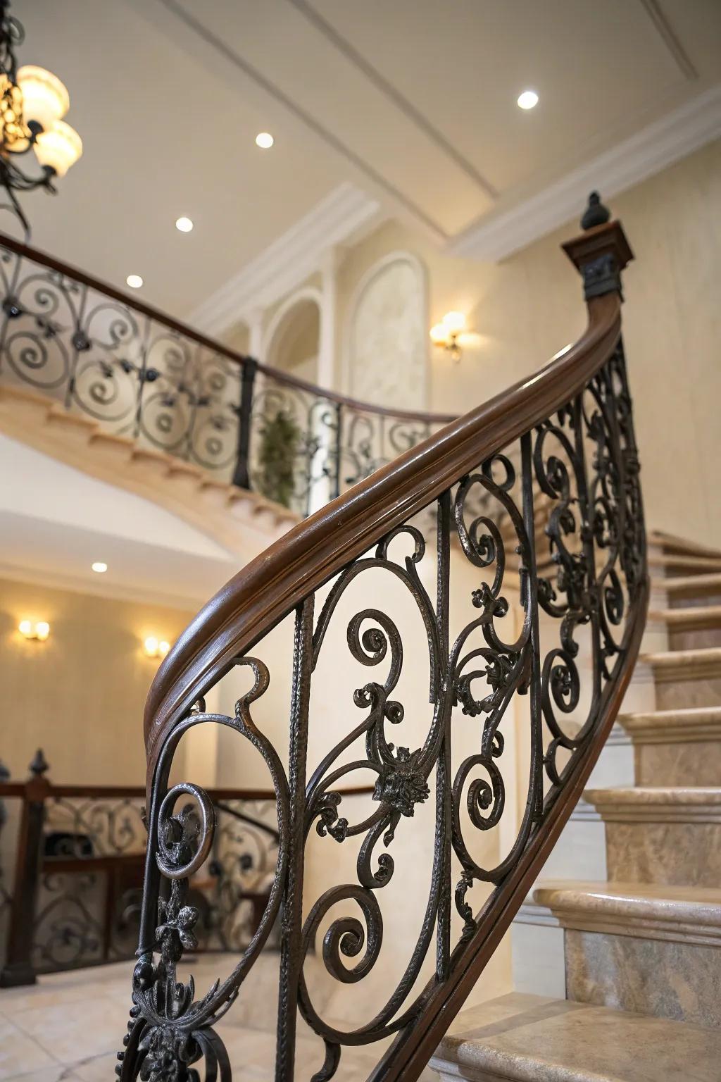 Wrought iron brings classic elegance to craftsman railings.